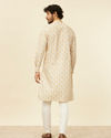 Manyavar Men Soft Beige Paisley Patterned Kurta Set