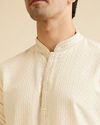 Manyavar Men Cream White Buta Jaal Patterned Kurta Set