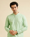 Manyavar Men Light Mid Green Buta Jaal Patterned Kurta Set