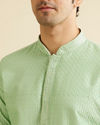 Manyavar Men Light Mid Green Buta Jaal Patterned Kurta Set