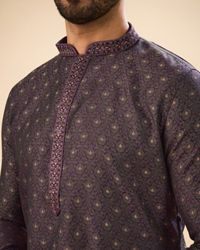 Manyavar Men Regal Purple Brocade Kurta Pajama