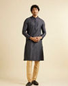 alt message - Manyavar Men Dark Blue Buta Jaal Patterned Kurta Set image number 2