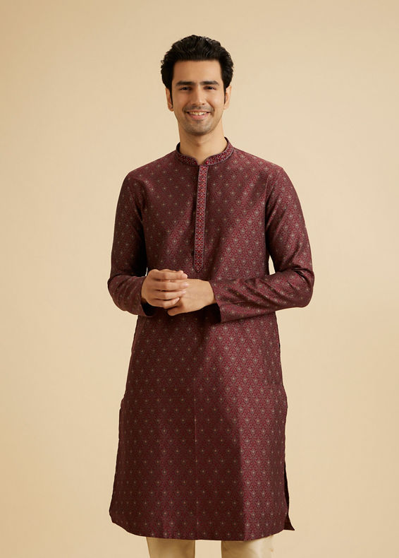 Manyavar Men Marvellous Maroon Kurta Pajama