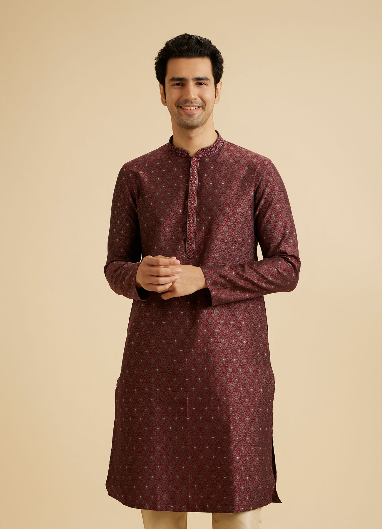 Manyavar Men Marvellous Maroon Kurta Pajama