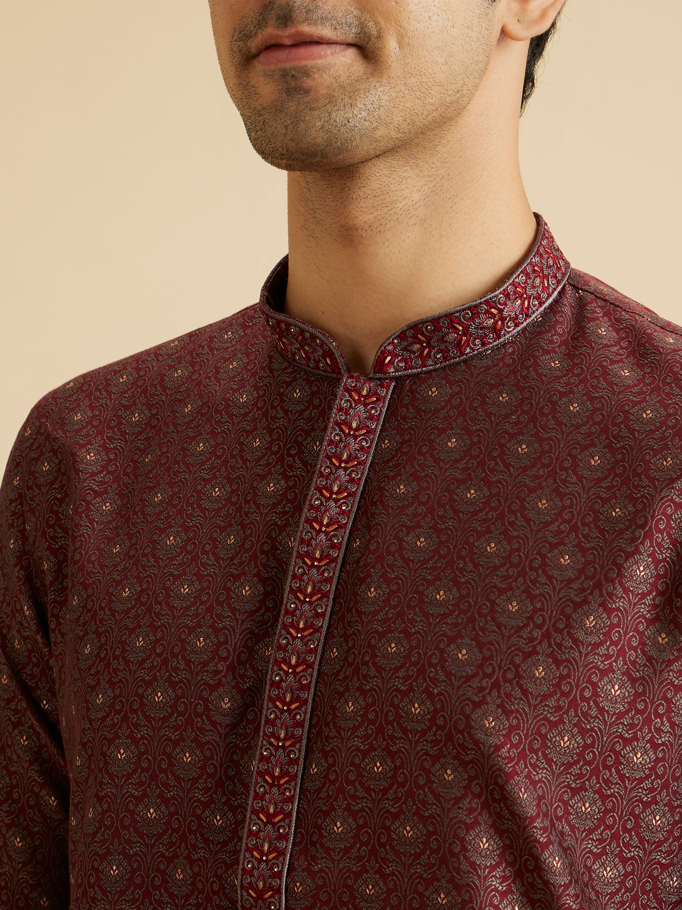 Manyavar Men Marvellous Maroon Kurta Pajama