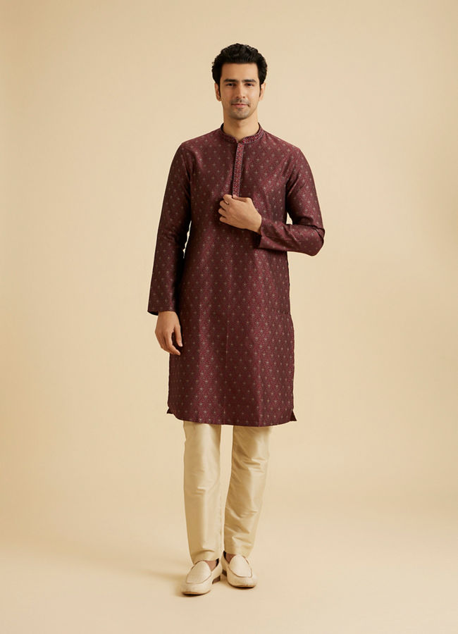 Manyavar Men Marvellous Maroon Kurta Pajama