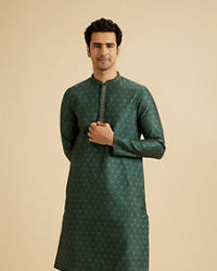 Manyavar Men Emerald Elegance Brocade Kurta Pajama