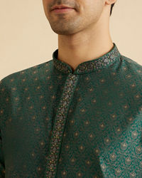 Manyavar Men Emerald Elegance Brocade Kurta Pajama