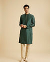 Manyavar Men Emerald Elegance Brocade Kurta Pajama