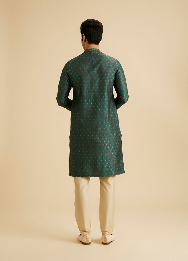 Manyavar Men Emerald Elegance Brocade Kurta Pajama