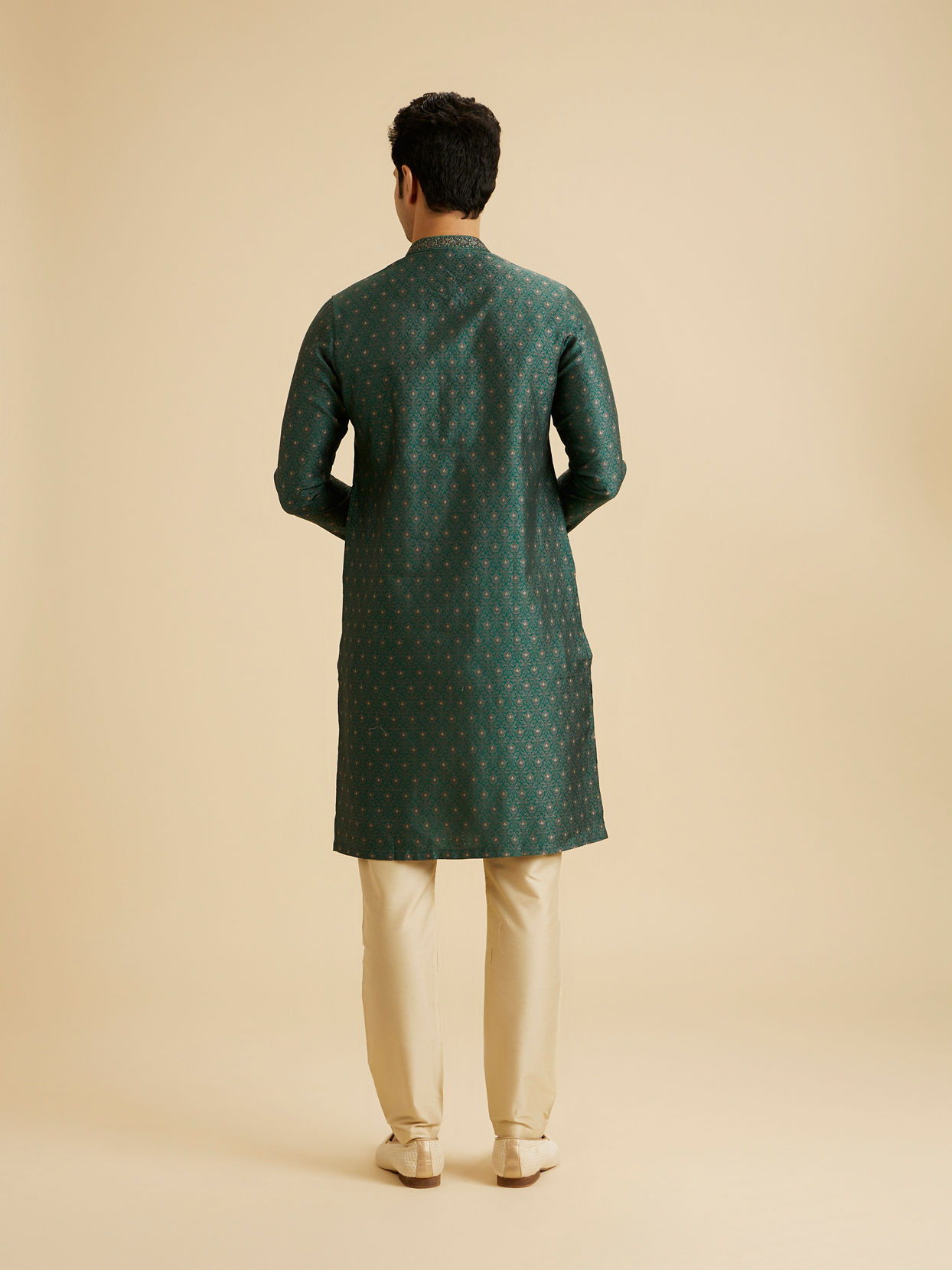 Manyavar Men Emerald Elegance Brocade Kurta Pajama