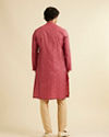 Manyavar Men Coral Red Buta Patterned Kurta Set