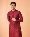Manyavar Men Royal Maroon Silk Kurta Pajama