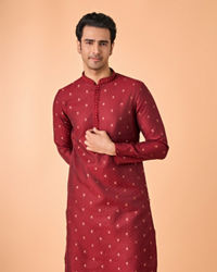Manyavar Men Royal Maroon Silk Kurta Pajama