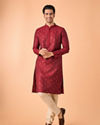 Manyavar Men Royal Maroon Silk Kurta Pajama