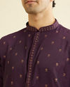 Manyavar Men Royal Purple Floral Buta Patterned Kurta Set
