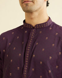 Manyavar Men Royal Purple Floral Buta Patterned Kurta Set
