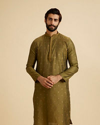 Manyavar Men Olive Green Elegance Kurta Pajama