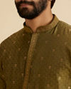 Manyavar Men Olive Green Elegance Kurta Pajama