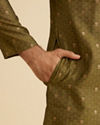 Manyavar Men Olive Green Elegance Kurta Pajama