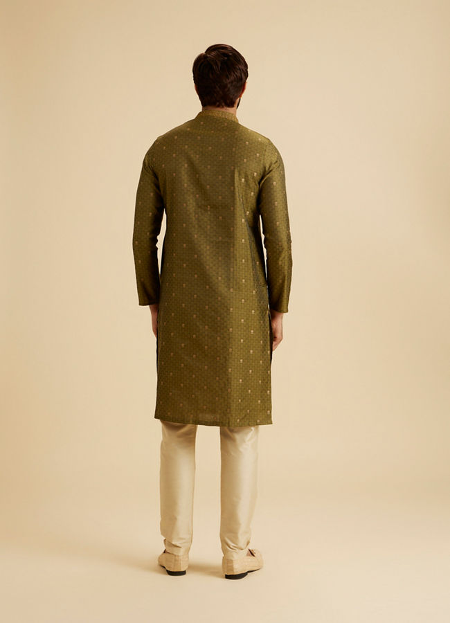 Manyavar Men Olive Green Elegance Kurta Pajama