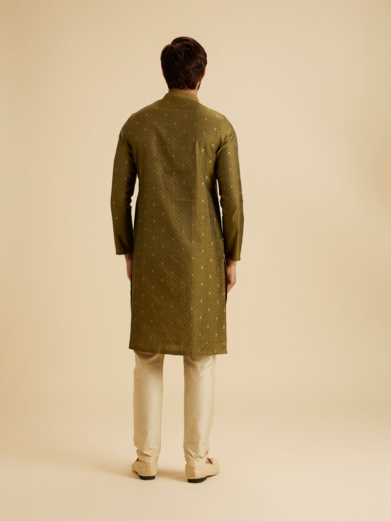 Manyavar Men Olive Green Elegance Kurta Pajama
