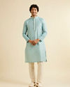 Manyavar Men Aqua Green Jaal Patterned Kurta Set