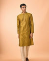 Manyavar Men Mehndi Green Lustrous Kurta Pajama