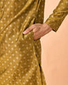 Manyavar Men Mehndi Green Lustrous Kurta Pajama