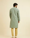 Manyavar Men Soft Green Linear Patterned Kurta Set with Sequin Work