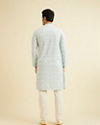 Manyavar Men Powder Blue Chikankari Printed Kurta Set