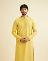 Primrose Yellow Lattice Patterned Kurta Set