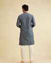Manyavar Men Teal Blue Chikankari Print Kurta Set with Sequin Work