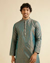 Manyavar Men Teal Green Buta Jaal Patterned Kurta Set