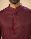 Manyavar Men Elegant Wine Kurta Pajama Set