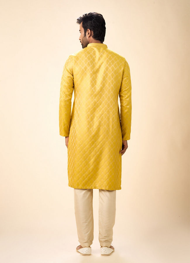 Manyavar Men Mustard Elegance Kurta Pajama