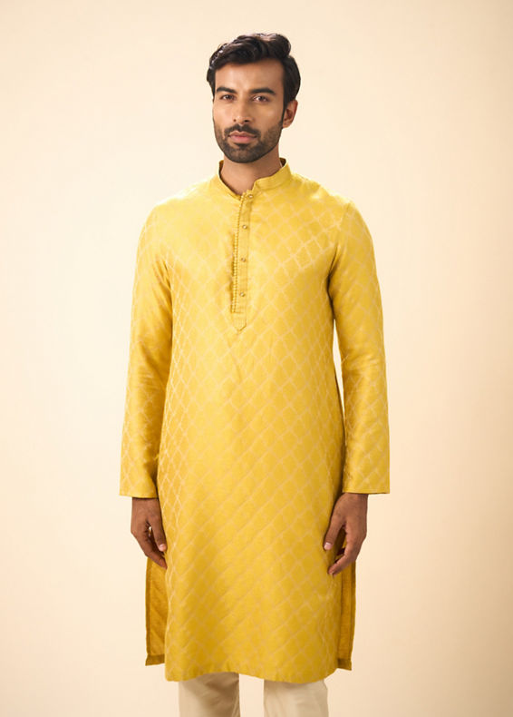 Manyavar Men Mustard Elegance Kurta Pajama