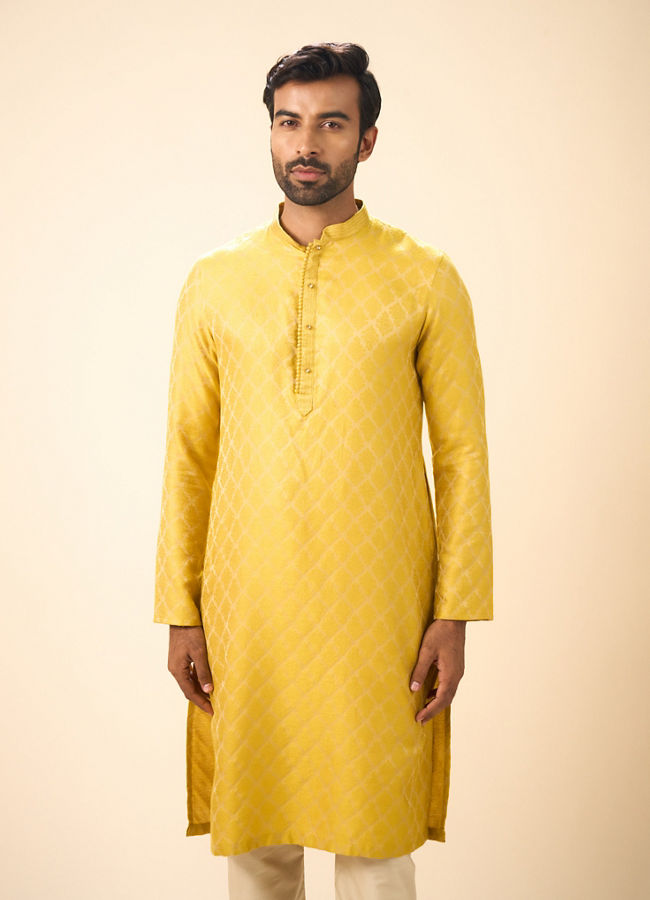 Manyavar Men Mustard Elegance Kurta Pajama