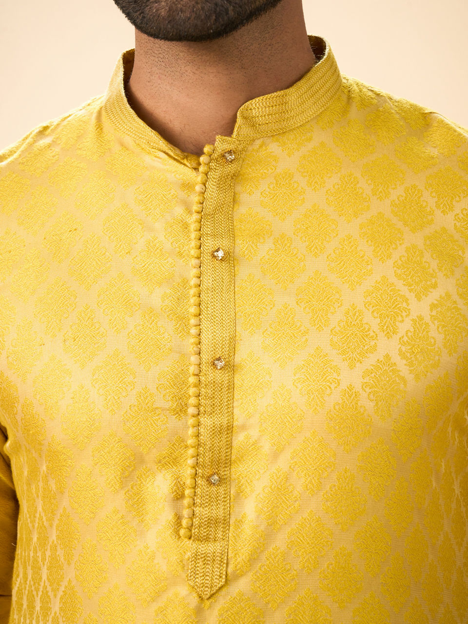 Manyavar Men Mustard Elegance Kurta Pajama