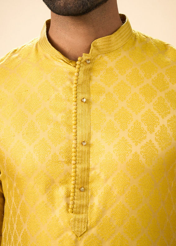 Manyavar Men Mustard Elegance Kurta Pajama