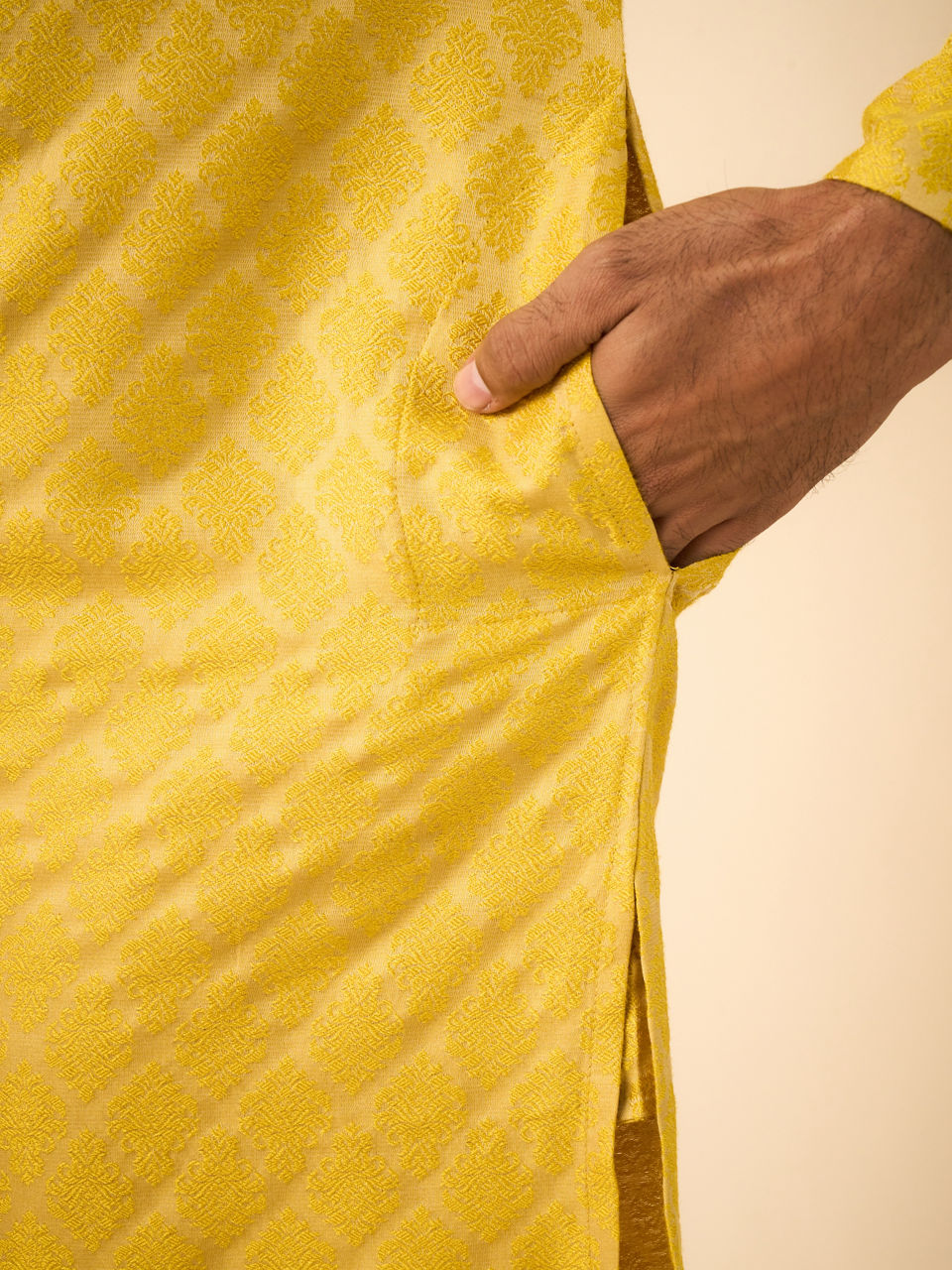 Manyavar Men Mustard Elegance Kurta Pajama