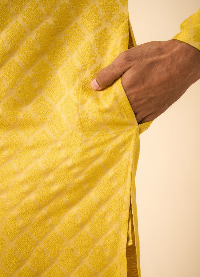 Manyavar Men Mustard Elegance Kurta Pajama