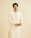 Cream Beige Buta Jaal Patterned Kurta Set
