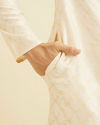 Manyavar Men Cream Beige Buta Jaal Patterned Kurta Set