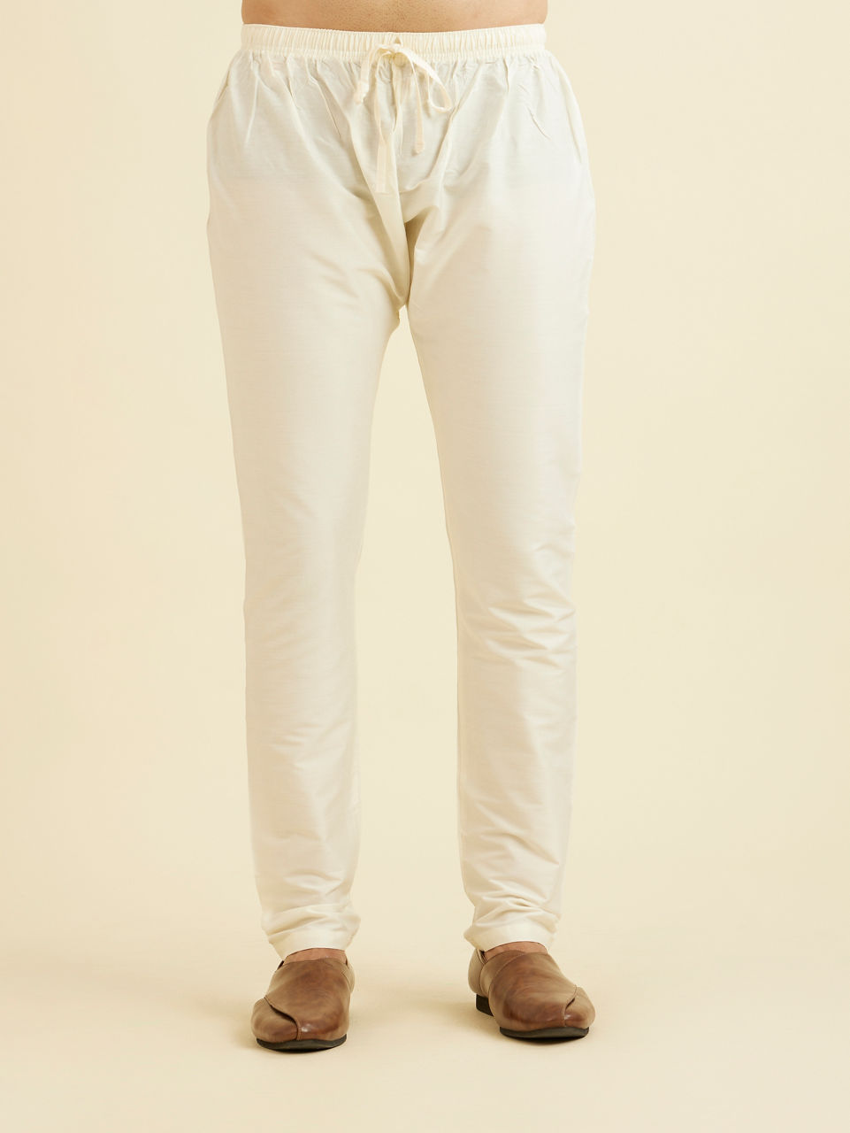 Manyavar Men Cream Beige Buta Jaal Patterned Kurta Set