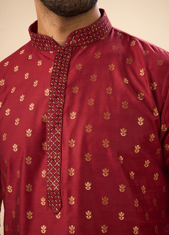 Manyavar Men Maroon Majesty Kurta Pajama