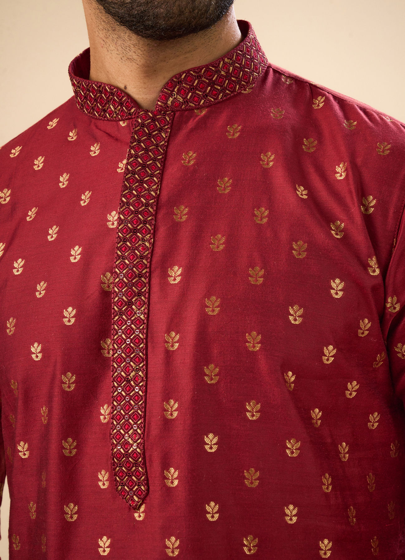 Manyavar Men Maroon Majesty Kurta Pajama