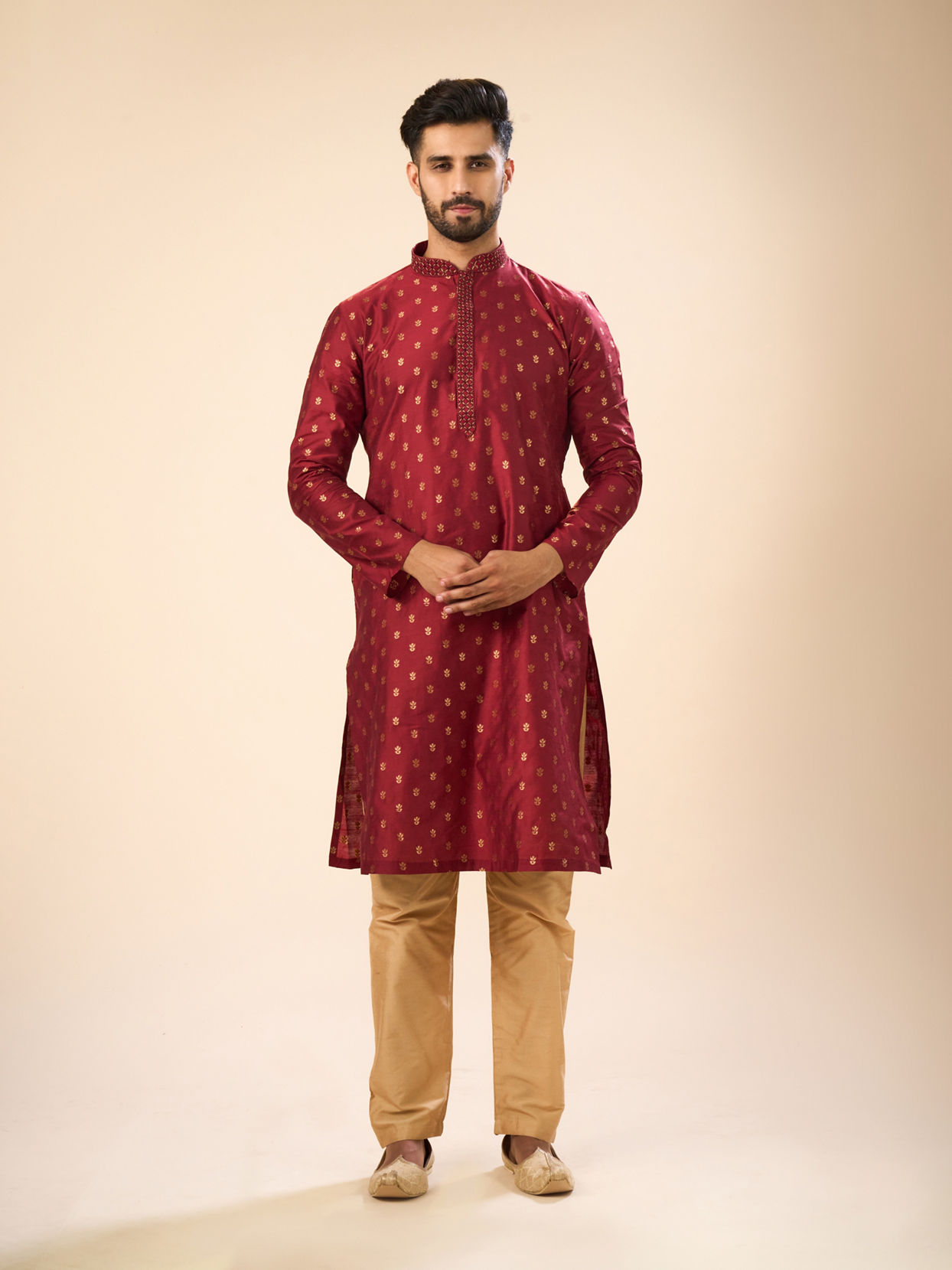 Manyavar Men Maroon Majesty Kurta Pajama
