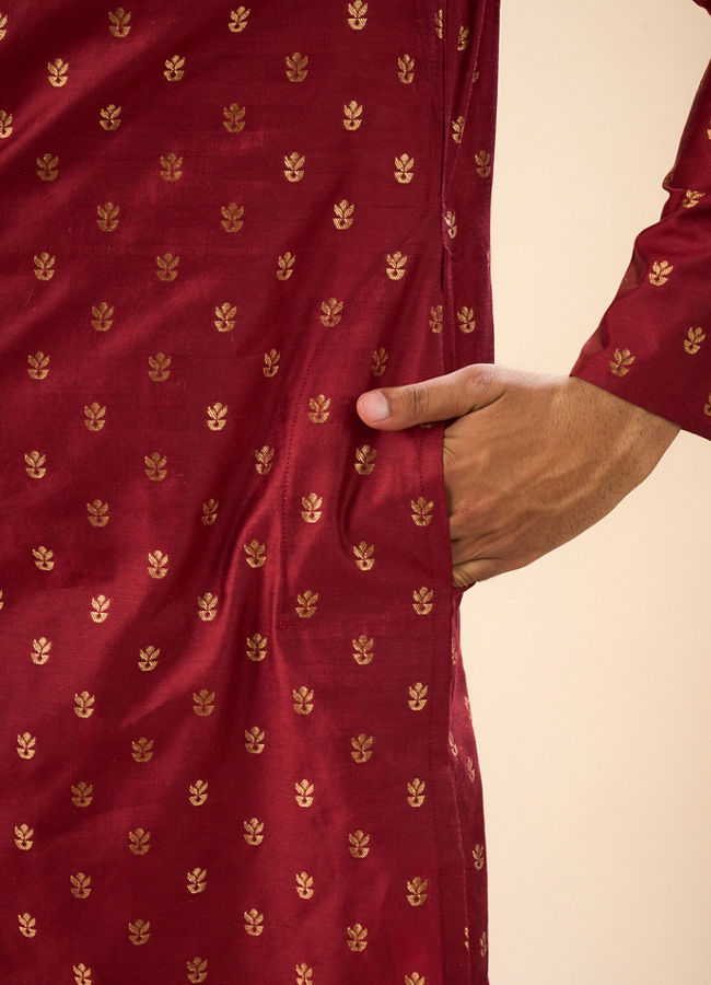 Manyavar Men Maroon Majesty Kurta Pajama