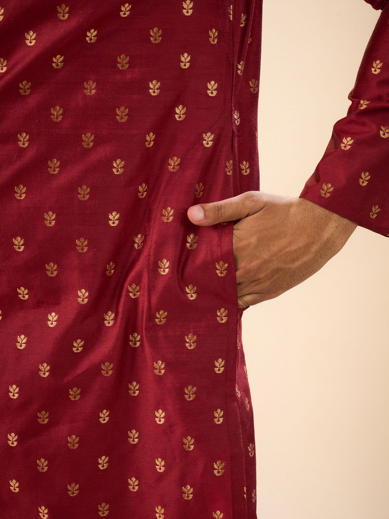 Manyavar Men Maroon Majesty Kurta Pajama